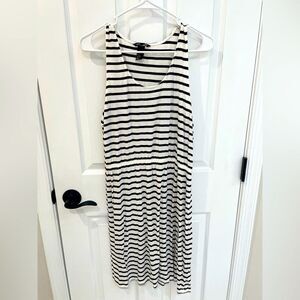 H&M Basic Striped Tank Dress Elastic Waist Black & White Women’s Size M